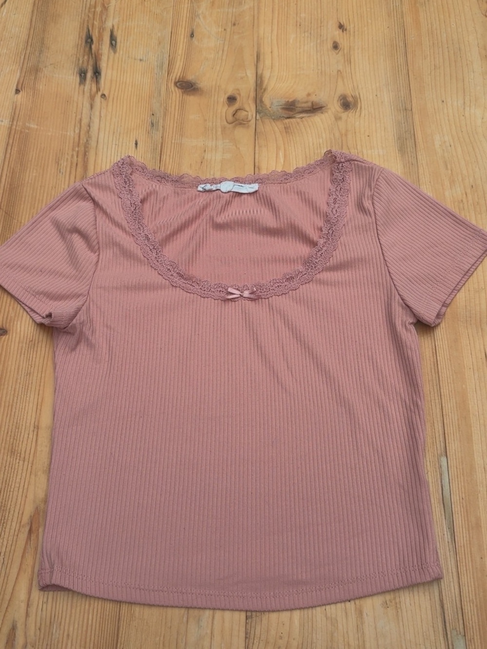Hippie Rose Ribbed Lace-Trim Tank Top - Mauve Pink